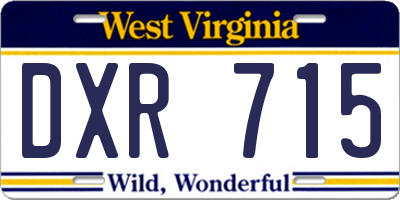 WV license plate DXR715