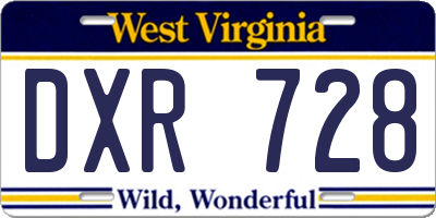 WV license plate DXR728