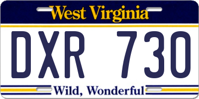 WV license plate DXR730