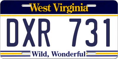 WV license plate DXR731