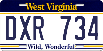 WV license plate DXR734