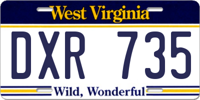 WV license plate DXR735