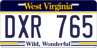 WV license plate DXR765