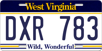 WV license plate DXR783