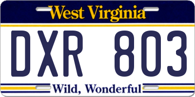 WV license plate DXR803