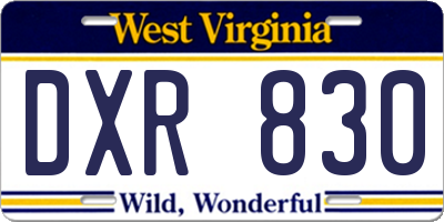 WV license plate DXR830