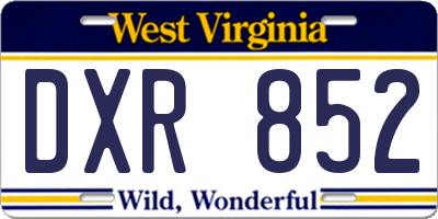 WV license plate DXR852