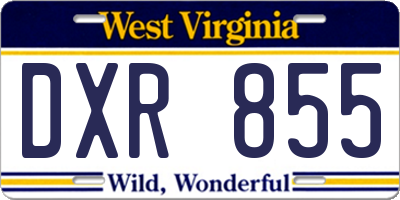 WV license plate DXR855