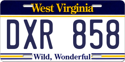 WV license plate DXR858