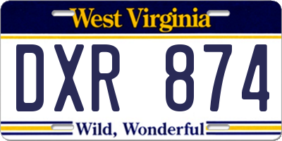 WV license plate DXR874