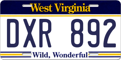 WV license plate DXR892