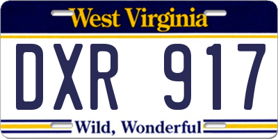WV license plate DXR917