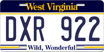 WV license plate DXR922