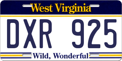 WV license plate DXR925