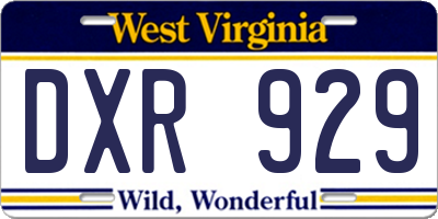 WV license plate DXR929