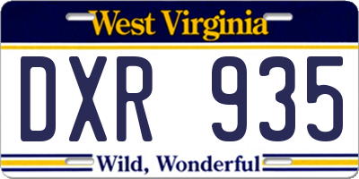 WV license plate DXR935