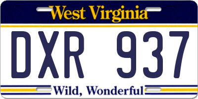 WV license plate DXR937