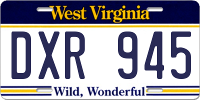 WV license plate DXR945