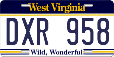 WV license plate DXR958