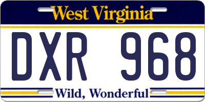 WV license plate DXR968