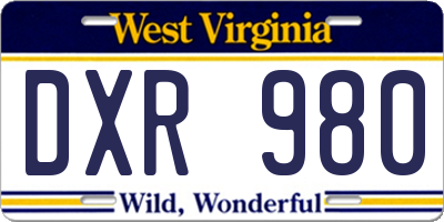 WV license plate DXR980