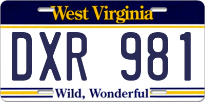 WV license plate DXR981
