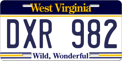 WV license plate DXR982