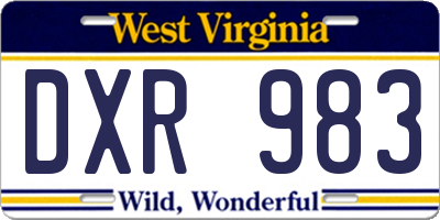 WV license plate DXR983