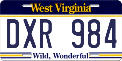WV license plate DXR984