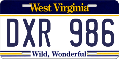 WV license plate DXR986