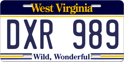 WV license plate DXR989