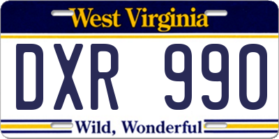 WV license plate DXR990