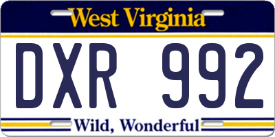 WV license plate DXR992