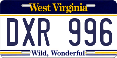 WV license plate DXR996
