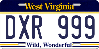WV license plate DXR999