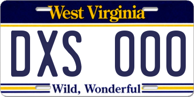 WV license plate DXS000