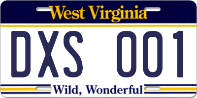WV license plate DXS001