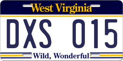 WV license plate DXS015