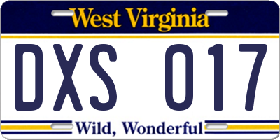 WV license plate DXS017