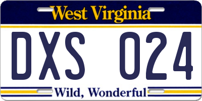 WV license plate DXS024