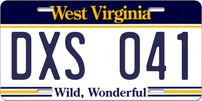WV license plate DXS041