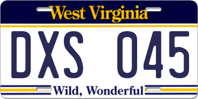 WV license plate DXS045
