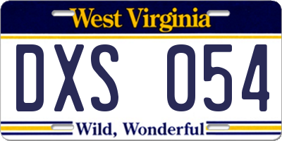 WV license plate DXS054