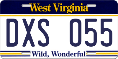 WV license plate DXS055