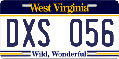 WV license plate DXS056