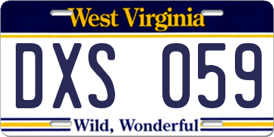 WV license plate DXS059