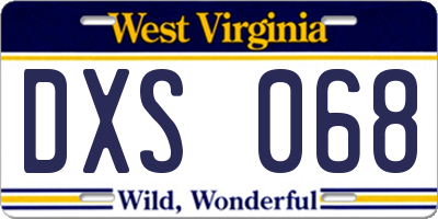 WV license plate DXS068