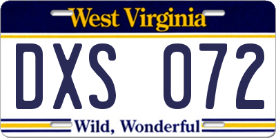 WV license plate DXS072