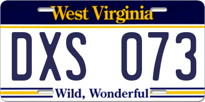 WV license plate DXS073
