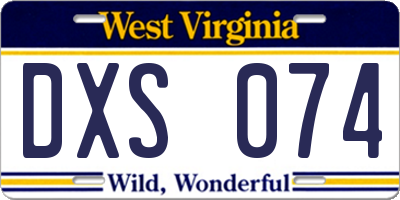 WV license plate DXS074